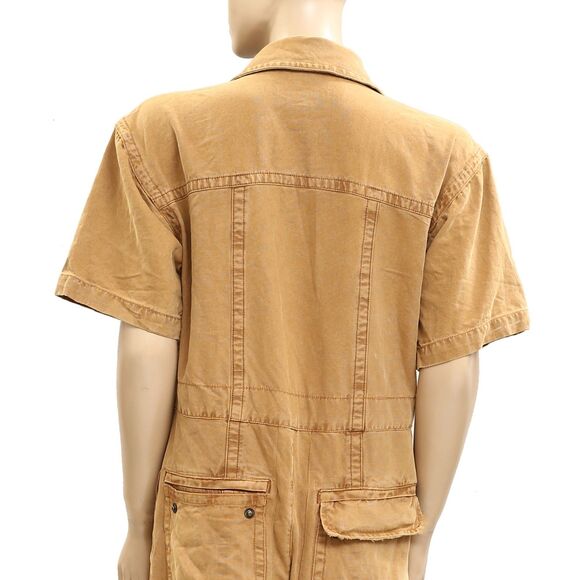 Free People We The Free Utility Coverall Jumpsuit Barrel Leg Cotton M NEW 282452 - Picture 4 of 4